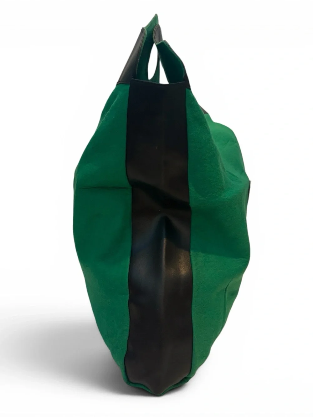 Gucci Green Canvas Shopper with Black Leather Trim